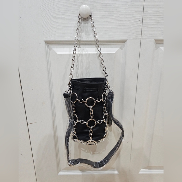 Dolls Kill Poster Grl Check Yourself Bucket Black O Ring Bag Crossbody Purse - Picture 10 of 14
